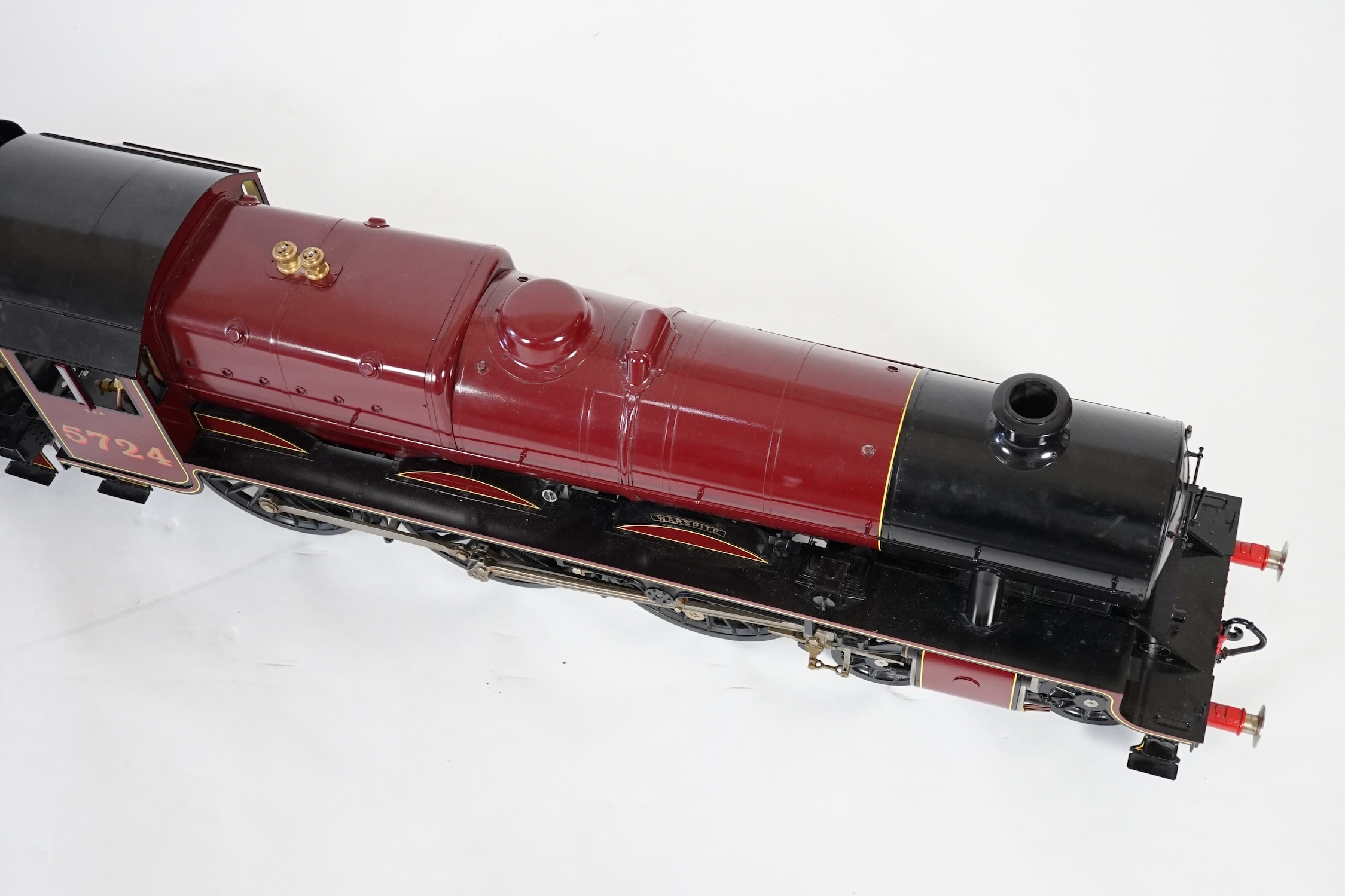 A Kingscale by Silver Crest Models 5 inch gauge coal fired live steam LMS Jubilee Class 4-6-0 locomotive, in lined maroon livery as Warspite 5724